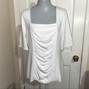 WHBM Sz XL White Ruched Top